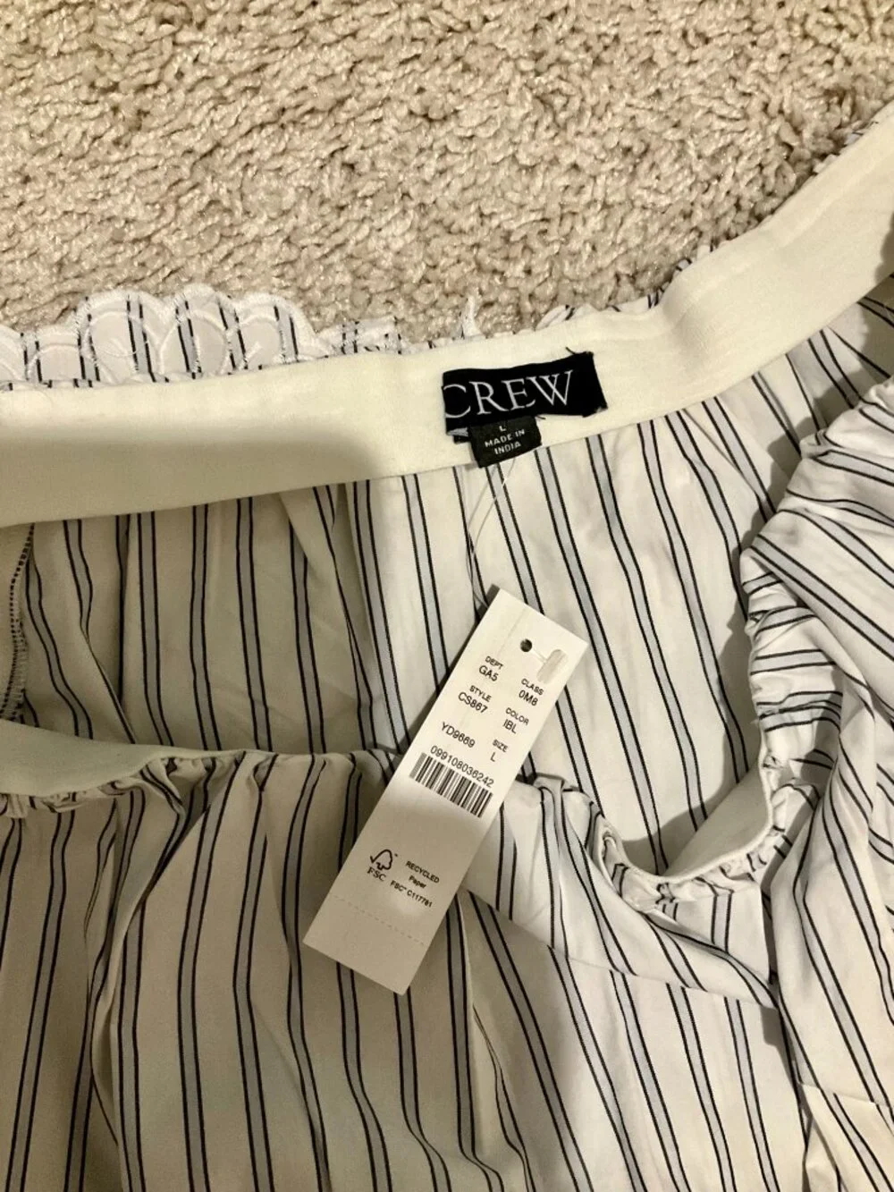 j.crew embroidered pull-on midi skirt in striped cotton poplin. size: l.